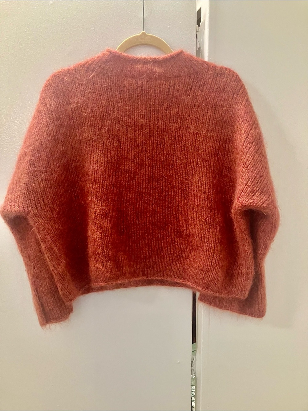 Margaret O'Leary Burnt Orange Mohair Blend Knit Crop Boxy Slouchy Sweater M L.